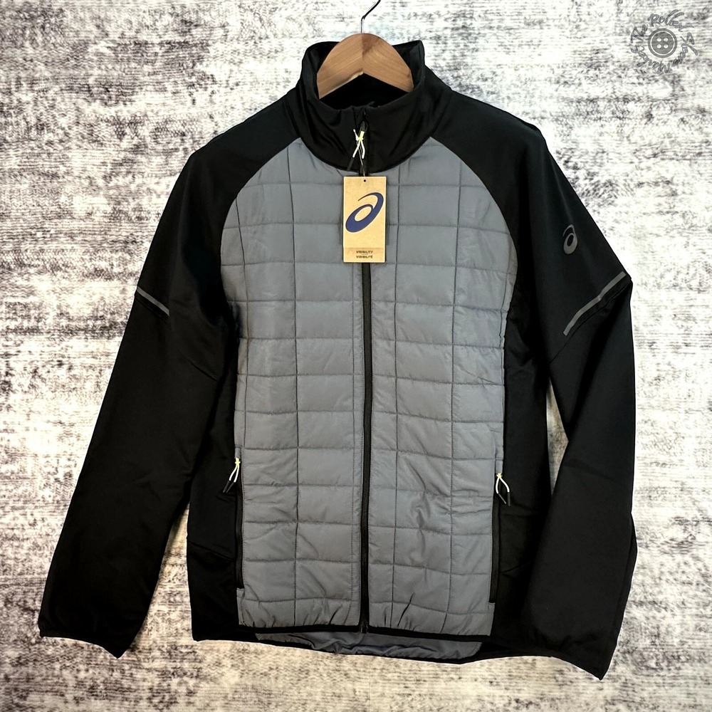 NWT Asics Hybrid Jacket - Grey & Black - Men's Small - Low Light‎ Visibility